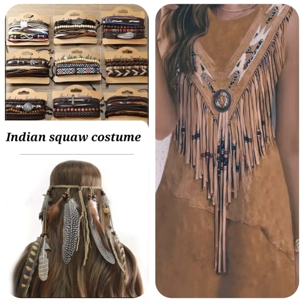 12 Pc Indian Costume Halloween Costumes 70s Style Hippie Festival Outfit